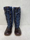 Pajar Boots US10 Grip Blue/denim Brown Lace Up Tall Winter Boot Lined Womens