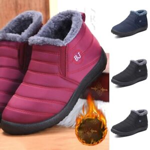 Unisex Warm Shoes Slip On Snow Boots Women Men Plush Lining Outdoor Casual