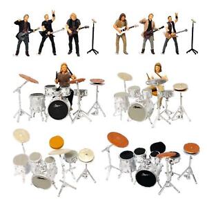 1/64 Miniature Rock Music Figures Resin Guitar Rack Drum Band Percussion Diorama