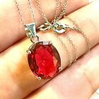 Red Ruby Necklace 925 Sterling Silver Italy Pendant for Women lab-created Gift