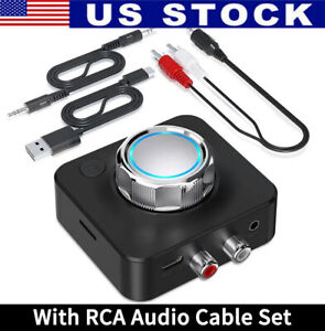 USA Bluetooth Transmitter Receiver Wireless 3.5mm Adapter AUX NFC to 2 RCA Audio