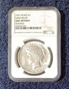 1921 Peace dollar NGC Uncirculated Details - for just a stain!