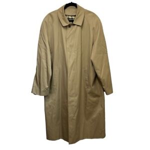 Brooks Brothers Men's XXL? Trench Coat Khaki Classic Overcoat 100% Cotton Plaid