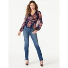 Sofia Jeans Women's Peplum Top, XL, Floral Navy - High Quality
