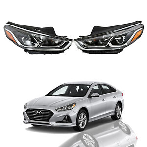 For 2018 2019 Hyundai Sonata Halogen Headlight Assembly w/ Bulb Left Right Pair (For: 2019 Limited)