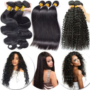 THICK 9A Brazilian Virgin Human Hair Extensions Weft Weave 3 Bundles 300G Curly