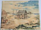 ANTIQUE WATERCOLOR ON PAPER SIGNED M BOURNE DATED 1937 OLD SEACOAST TOWN SEASIDE