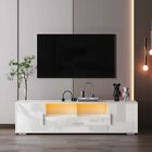 QUICK ASSEMBLE White Modern TV Stand with LED Lights-Fits Up to 75” TV