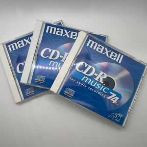 MAXELL CD-R Music 74 Min. Lot of 3 Audio Recording CD Recordable CDR