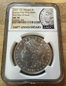 2021-CC Privy Mark Morgan Silver Dollar $1 NGC MS 70 * FDOI First Day of Issue