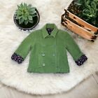 GAP Kids  Double Breasted Peacoat Jacket XS 4/5 Girls Grass Green Floral Lined