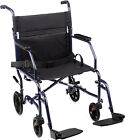 Carex 19'' Folding Transport Wheelchair + Footrests, 300lb Max, Metallic Blue