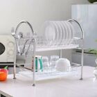 2 Tier Stainless Kitchen Dish Cup Drying Rack Drainer Dryer Holder Organizer New