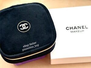 Chanel Beauty Mini 3.5” Black Makeup Pouch Bag Cosmetic Case