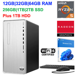 2024 HP Desktop Pavilion AMD Ryzen 5 Upto 64GB RAM & 2TB SSD+1TB HDD Win 11 Pro