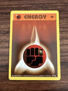 1st Edition Fighting Energy 97/102 Base Set Shadowless Vintage Pokemon Card