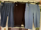 Womens Quacker Factory 1X DreamJeannes Crop Jeans Capris Embellishment Lot Of 3
