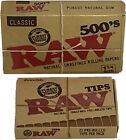 Raw Classic 500 Pack  Unrefined Rolling Papers + Pre-Rolled Tips*Free Shipping*