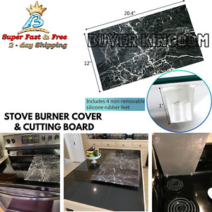 Elegant Gas Range Marble Burner Covers Stove Top Cutting Board Rectangle Glass