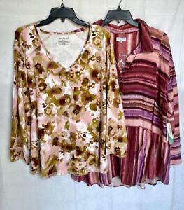 Westbound Womens Tops 3X Lot Of 2 Blouse Knit Button Down New 3XL
