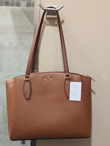Kate Spade Monet Large 3-Compartment Brown Leather Tote