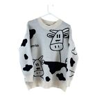 Cow Print Knit Sweater Size L