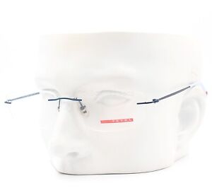 Prada Sport VPS 54E ACC-1O1 Rimless Eyeglasses Glasses Matte Blue 55-17-140