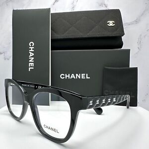 New ListingCHANEL Black White Glasses Rx-Able Frames 51-17-140 mm  CC Logos Quilted Italy