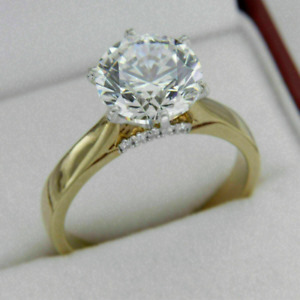 3.00 Ct Round Cut Diamond Solitaire Engagement Ring Solid 14k Yellow Gold Finish