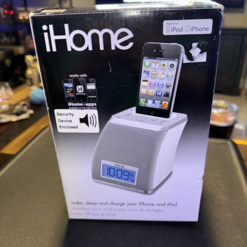 iHome iP21 iPhone/iPod Dock Alarm Clock Speaker  White/Silver New & Sealed