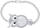 Owl Simulated Black & White Diamond Chain Bracelet 7.5