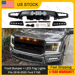 New Steel Front Bumper Assembly W/LED DRL Raptor Style For 2018-2020 Ford F150 (For: 2020 F-150 XLT)