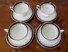 Set of 4 Aynsley Leighton Cobalt  footed Teacups and Saucers # 1646(NEVER USED)