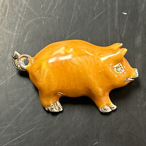 @@ Vintage Enamel Pig Oink Oink Sow Brooch Pin from Estate Sale @@