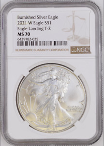2021-W Burnished American Silver Eagle T2 NGC MS-70 Classic Brown Label