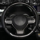 Carbon Fiber Car Steering Wheel Cover Black Leather Breathable Anti-slip 15'' & (For: Honda)