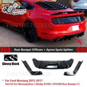 For Ford Mustang 2015-2017 HN Style Rear Bumper Diffuser + Apron Spats Splitter