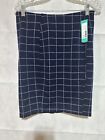 Liverpool Los Angeles High Rise Reese Pencil Skirt Navy Plaid Stretch Sz 6P NEW