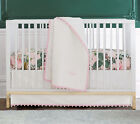 Pottery Barn Kids Crib Bed Skirt White Pink Blue Pom Pom Organic Cotton