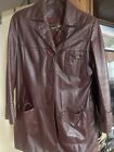 Etienne Aigner Leather Coat Women Size 8 Burgundy  Oxblood Trench
