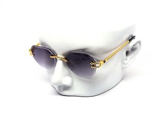 Vintage Men's Hip Hop Oval Black Lens Retro Rimless Gold Frame Fashion Glasses