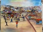 New ListingSigned Frantz Chardonnet Haitian Village Scene Market Oil Painting On Canvas