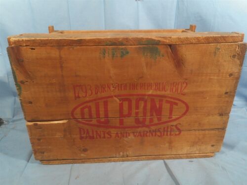 New ListingANTIQUE Dupont 1793-1802 WOOD CRATE Box Gallon Paints&Varnishes 1/2 Gal.Can Size