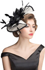 Sinamay Fascinator Kentucky Derby Church Hats for Women 006A Black and White