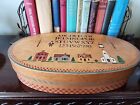 VINTAGE Shaker Style Box Large Wooden Oval Folk Art  With Lid Signed By Artist
