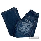 Vintage Y2K 90s JNCO Snake Tribal Print Blue Baggy Skater Jeans Size 30 X 32