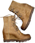 Sorel Joan Of Arctic Womens Boots size 9.5 Ash Brown Wedge II Lace Up NL3018