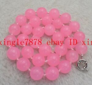 Natural 8/10/12/14mm Pink Quartz Gemstone Round Beads Necklace 20