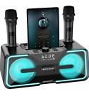 Bigasuo Bluetooth Karaoke Machine KA215 Pro W/2 Mics, 7 LED Colors- NEW!