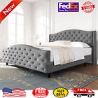 Upholstered King/Queen Size Bed Frame Tufted Platform With Headboard Footboard